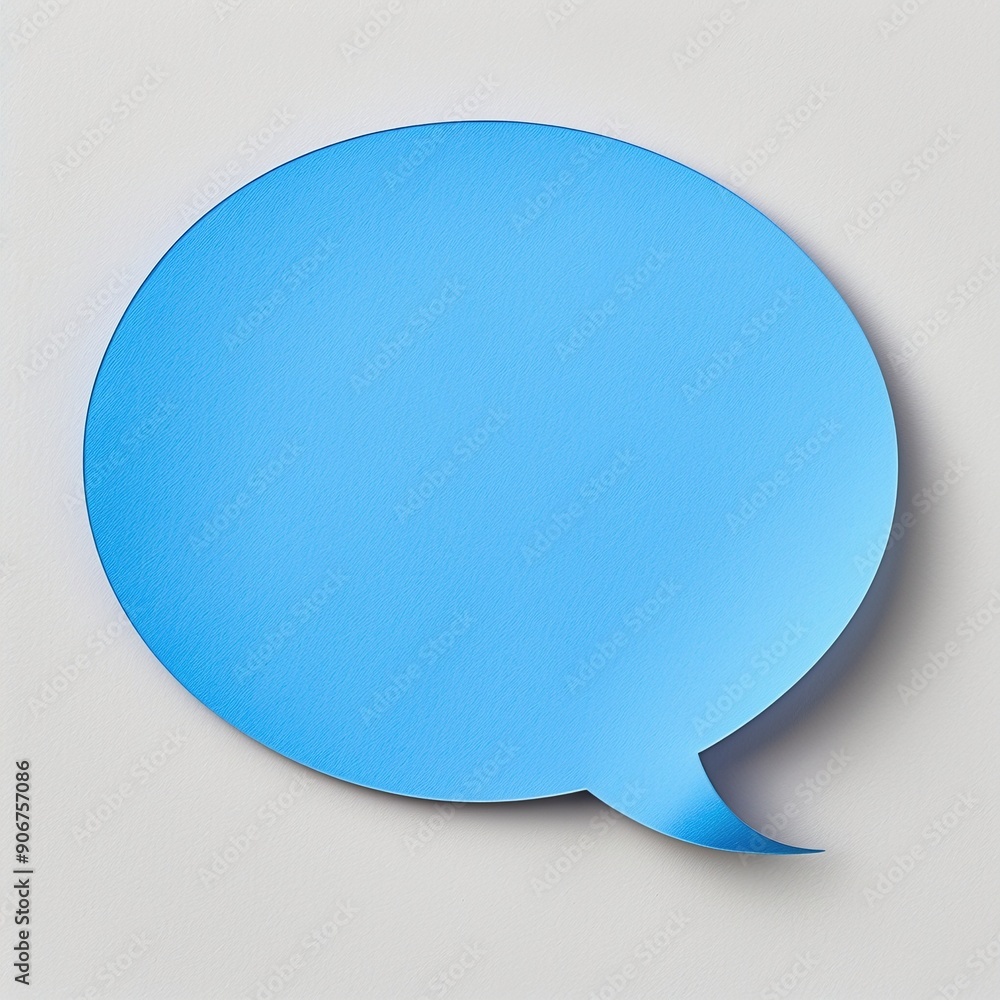 A solitary blue paper speech bubble against a pristine white backdrop. A solitary blue paper speech bubble against a pristine white backdrop.