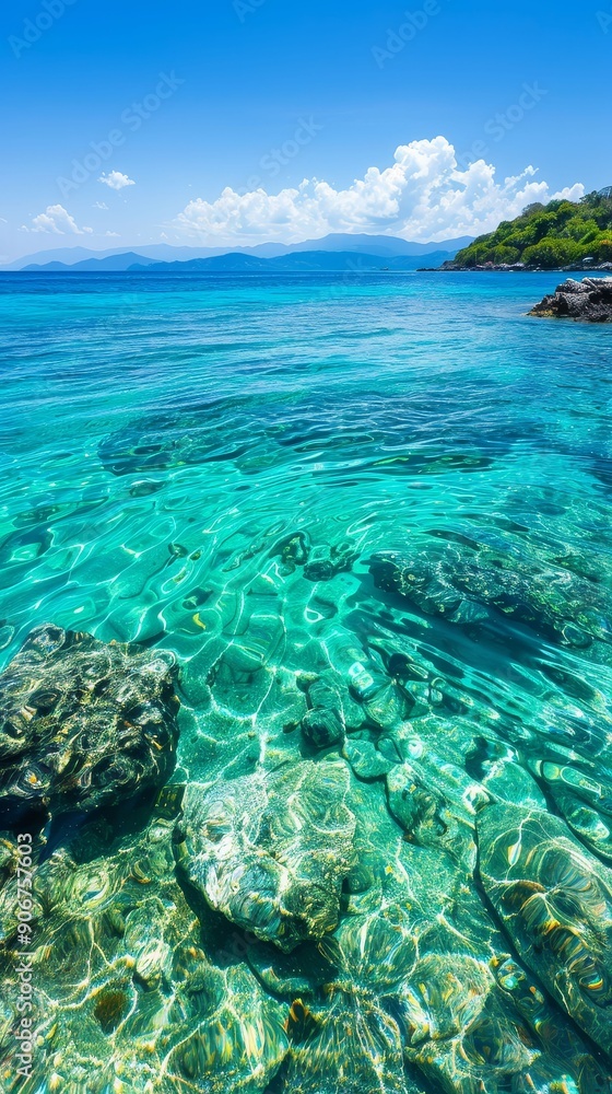 Crystal clear waters with coral reefs visible, snorkeling spot, marine beauty Crystal clear waters with coral reefs visible, snorkeling spot, marine beauty