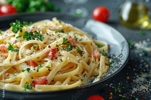 Delicious Italian Pasta with Parmesan Cheese and Parsley