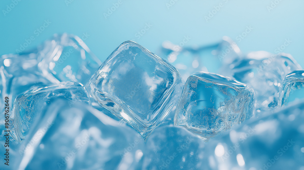 Close-up of translucent ice cubes with visible texture, emphasizing freshness, coldness, and purity. Close-up of translucent ice cubes with visible texture, emphasizing freshness, coldness, and purity.