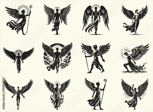 Man Angel Silhouette Vector Illustration