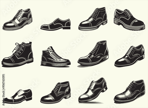 Man Shoe Silhouette Vector Illustration