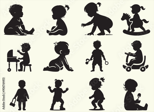Toddler Silhouette Vector Illustration