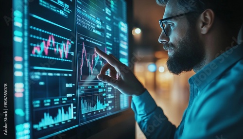 Market Trends Insight: Businessman with Interactive Stock Chart