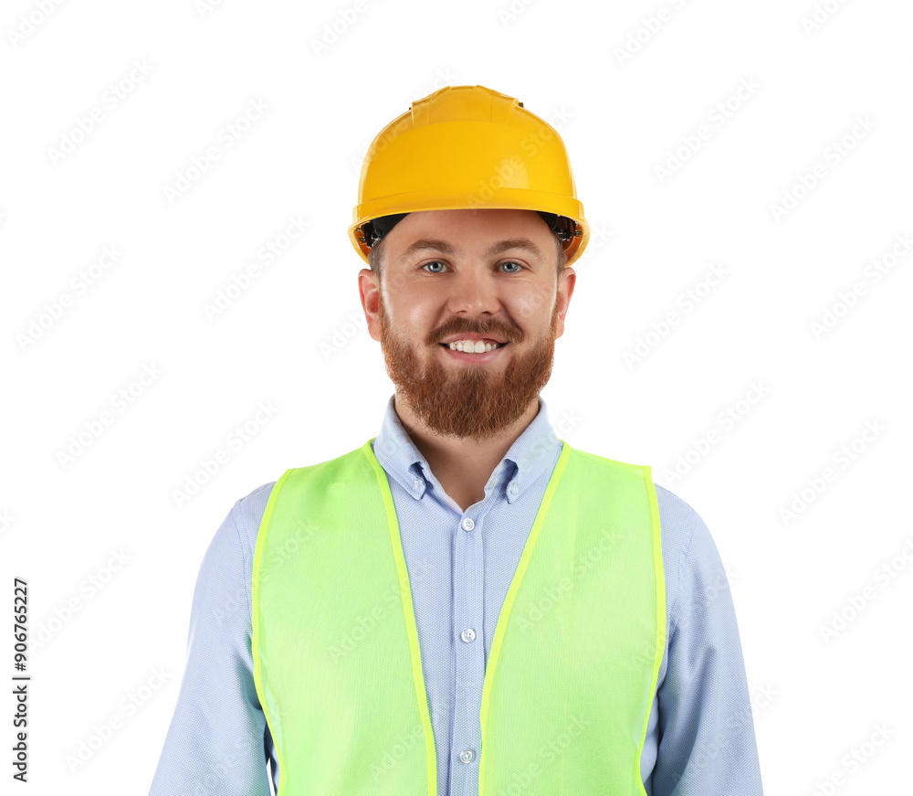 Engineer in hard hat on white background Engineer in hard hat on white background