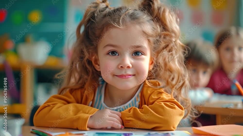 Children and friends paint with their own creativity in colorful colors in kindergarten class in school. Children paint water or crayons on drawing paper Children and friends paint with their own creativity in colorful colors in kindergarten class in school. Children paint water or crayons on drawing paper