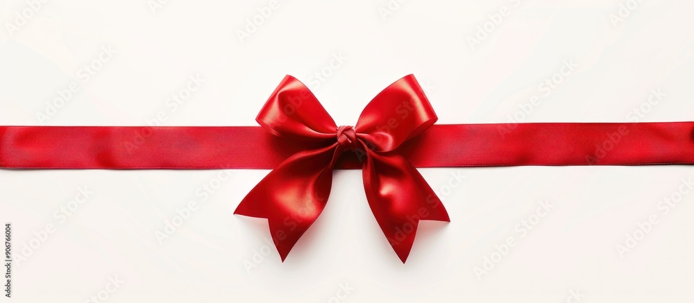Red Satin Ribbon Bow on a White Background Red Satin Ribbon Bow on a White Background