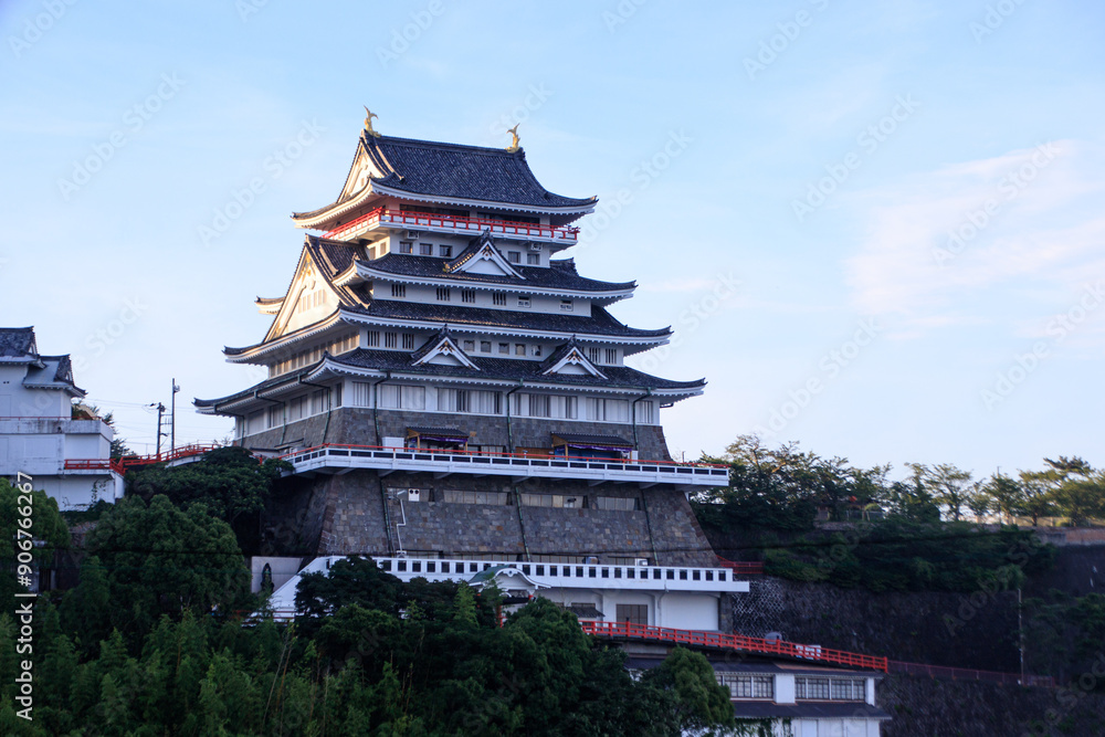 Majestic Atami Castle Standing Proud Against a Twilight Sky, Izu, Japan