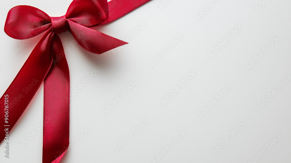 A neatly wrapped gift with a red ribbon bow on a plain white background, emphasizing elegance and simplicity. A neatly wrapped gift with a red ribbon bow on a plain white background, emphasizing elegance and simplicity.