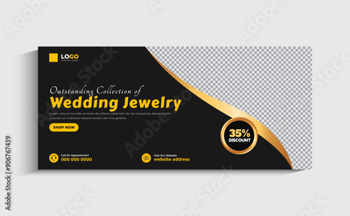 Jewelry social media Facebook cover or web banner template design
