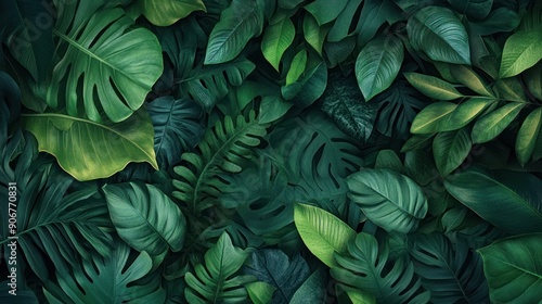 Wallpaper Mural Lush Green Tropical Leaf Texture Background Torontodigital.ca