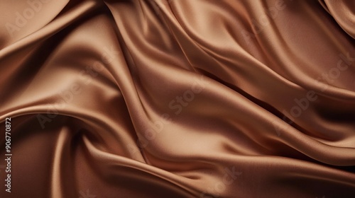 Close-up Texture of Draped Brown Satin Fabric