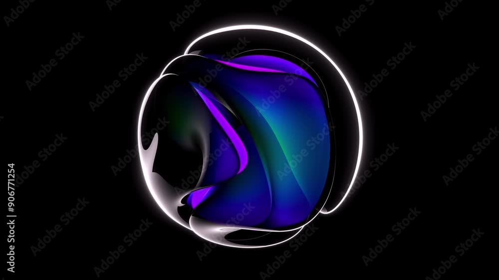 3d render abstract art video of surreal 3d ball sphere in curved wavy ...