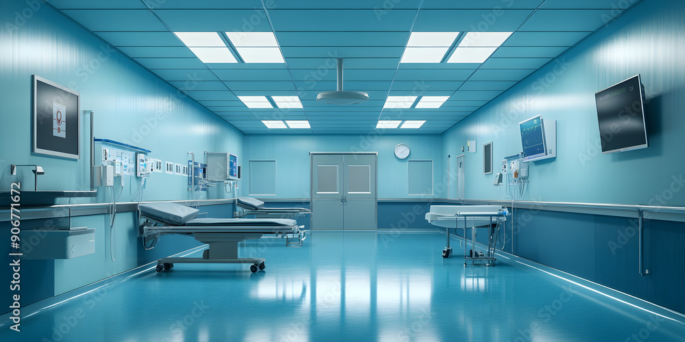 A hospital room with a bed and a television A hospital room with a bed and a television