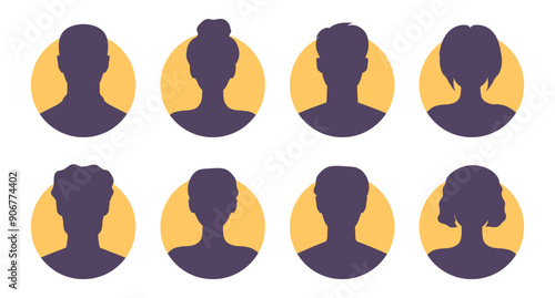 Female and male abstract silhouettes. Set of women and men face silhouettes suitable for anonymous profiles, avatars or abstract gender icons. Vector illustration