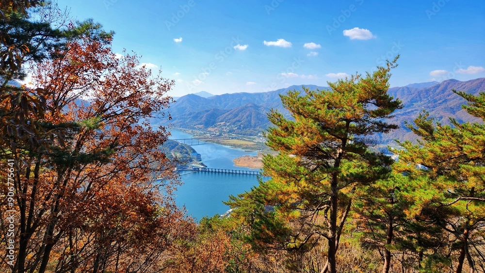 autumn view on korean mountain scenery, Homyeongsan Mountain, South Korea. Hiking. Korean mountains. Korean mountain landscapes. autumn view on korean mountain scenery, Homyeongsan Mountain, South Korea. Hiking. Korean mountains. Korean mountain landscapes.