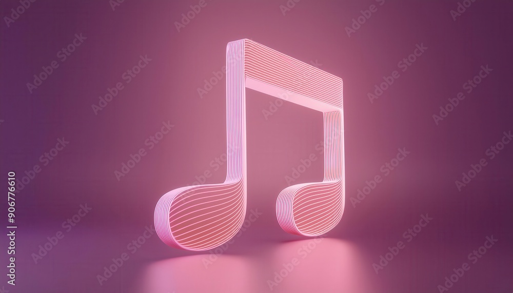 A vibrant 3D illustration of a pink music note against a soft gradient background, perfect for music-related themes. A vibrant 3D illustration of a pink music note against a soft gradient background, perfect for music-related themes.