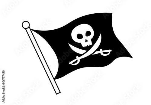 Pirate flag simple icon. Clipart image isolated on white background