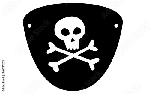 Pirate eye patch with skull icon. Clipart image isolated on white background