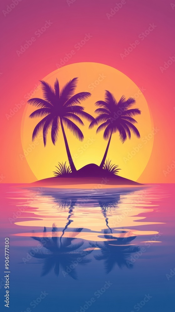Tropical Sunset with Palms and Reflections Tropical Sunset with Palms and Reflections