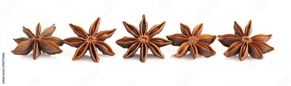 This collection of star anise is isolated on a white background This collection of star anise is isolated on a white background