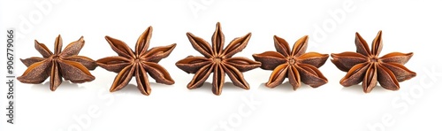 This collection of star anise is isolated on a white background