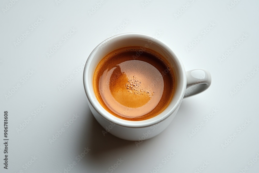 Energizing Espresso Shot in a Mini Cup on Clean White Background Energizing Espresso Shot in a Mini Cup on Clean White Background