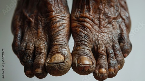 Wallpaper Mural The feet display deep wrinkles and unique characteristics, showcasing the impact of age and wear, highlighted in natural lighting Torontodigital.ca