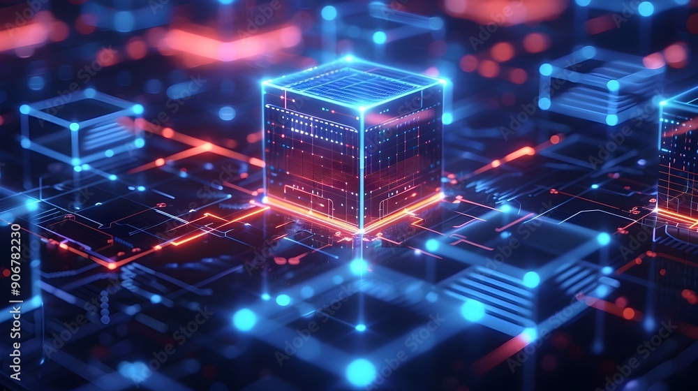 Obraz premium Futuristic Isometric Network Server Icon Showcasing Digital Data Transmission Technologies