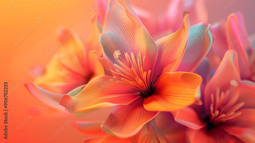 Close-up of vibrant orange and pink lilies with a soft, blurred background. Perfect for spring and summer themes. Close-up of vibrant orange and pink lilies with a soft, blurred background. Perfect for spring and summer themes.