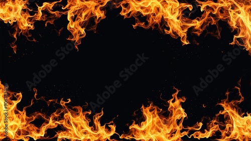 Burning flames on a black background
