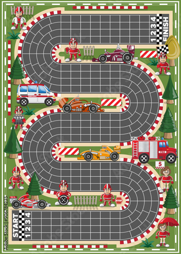 Race track. Board game. Vector illustration.