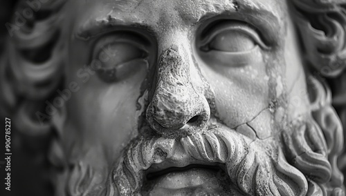 Wallpaper Mural Monolithic Sculpture of Zeus's Face in Monochrome, an Abstract Take on the Classical Statue with a Modern Aesthetic Torontodigital.ca