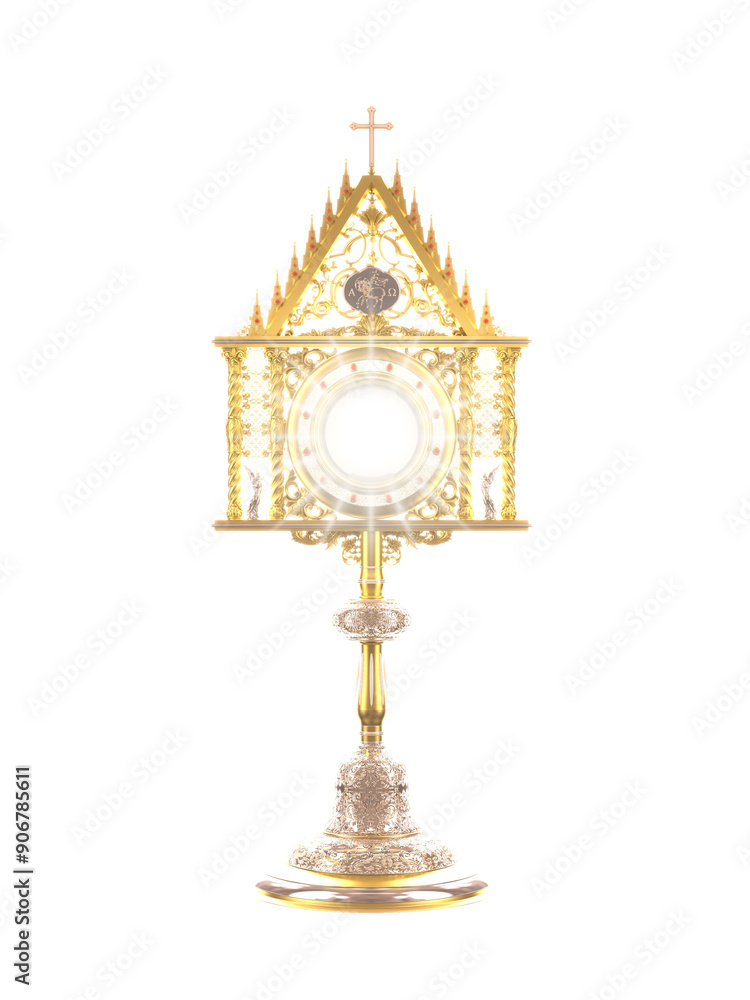 Jesus Christ in the monstrance. Sacrament of the Eucharist. Corpus Christi - 3D Illustration Jesus Christ in the monstrance. Sacrament of the Eucharist. Corpus Christi - 3D Illustration