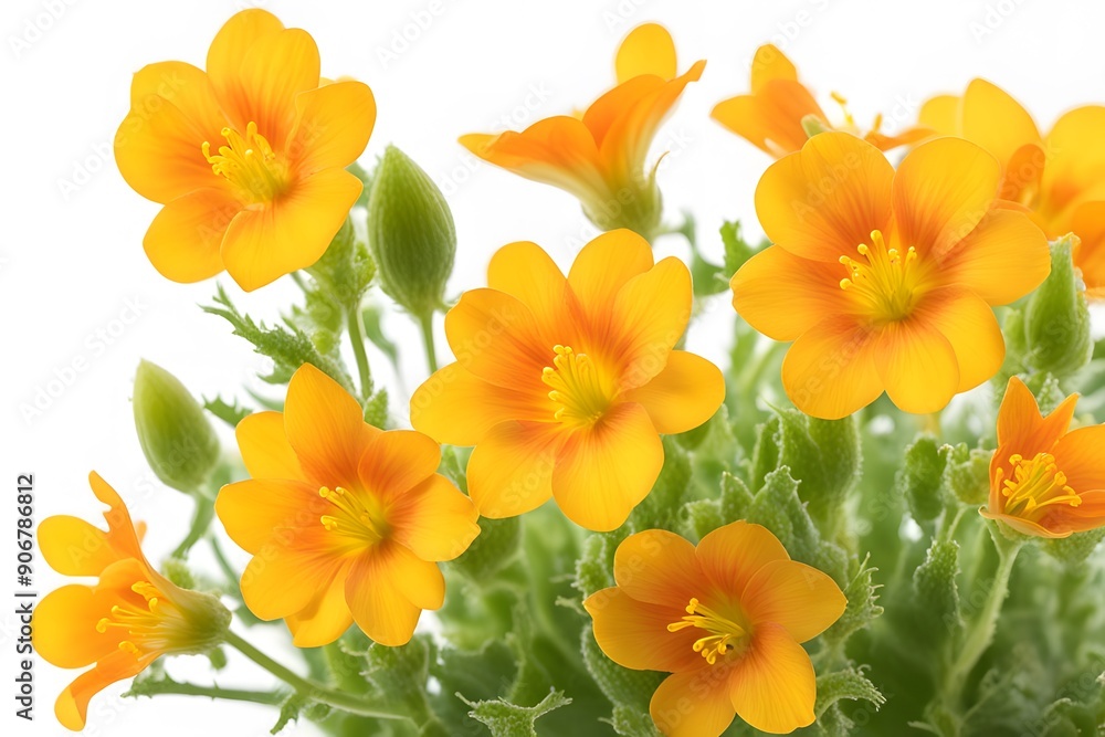 Fototapeta premium Ozark sundrops flowers white background, AI Generated