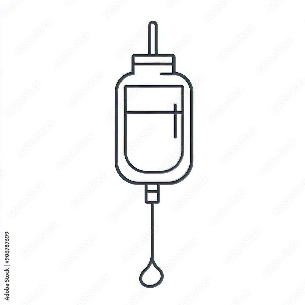 This flat modern illustration shows a blood bag infusing with blood. This flat modern illustration shows a blood bag infusing with blood.