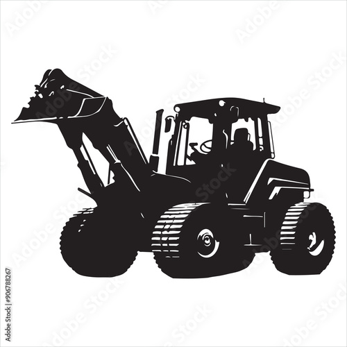 skid loader silhouette white background
