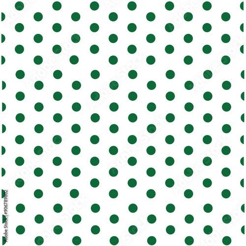 Green Polka Dot Pattern in White
