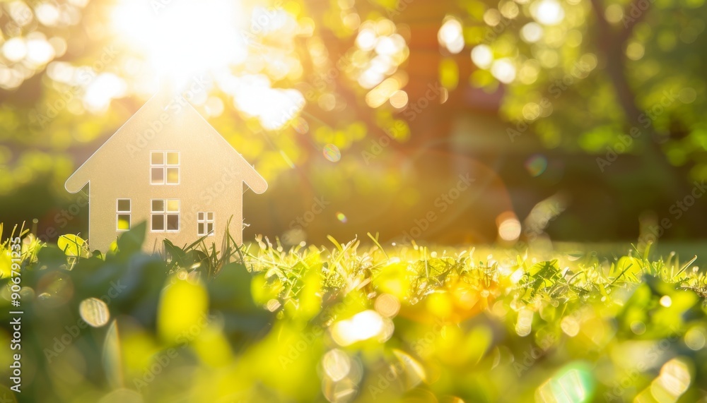 Eco-Friendly Garden Villa on Sunny Meadow: Green Real Estate Investment Concept. Sustainable Luxury Home in Lush Surroundings Showcases Environmental Protection, Perfect for Summer Living and World En Eco-Friendly Garden Villa on Sunny Meadow: Green Real Estate Investment Concept. Sustainable Luxury Home in Lush Surroundings Showcases Environmental Protection, Perfect for Summer Living and World En