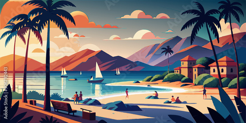 Beech scene, vector illustration, children's story, beech tree, forest background, nature illustration, kid-friendly art, woodland scene, beech leaves, forest animals, playful environment, outdoor set