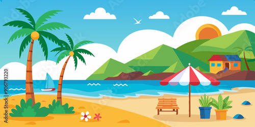 Beech scene, vector illustration, children's story, beech tree, forest background, nature illustration, kid-friendly art, woodland scene, beech leaves, forest animals, playful environment, outdoor set