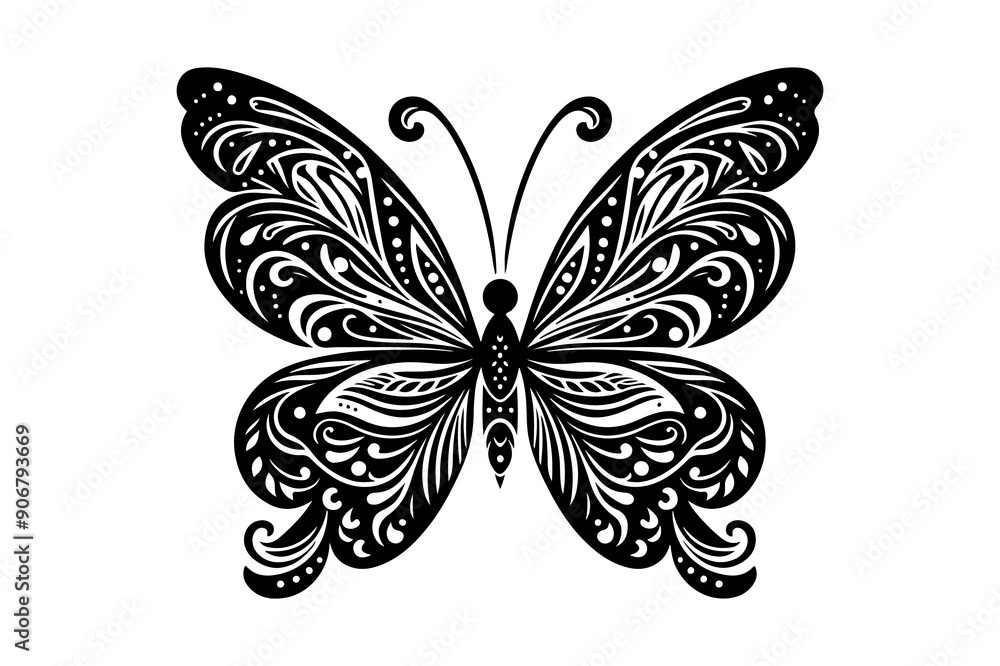 Butterfly silhouette vector illustration - Generative AI Butterfly silhouette vector illustration - Generative AI