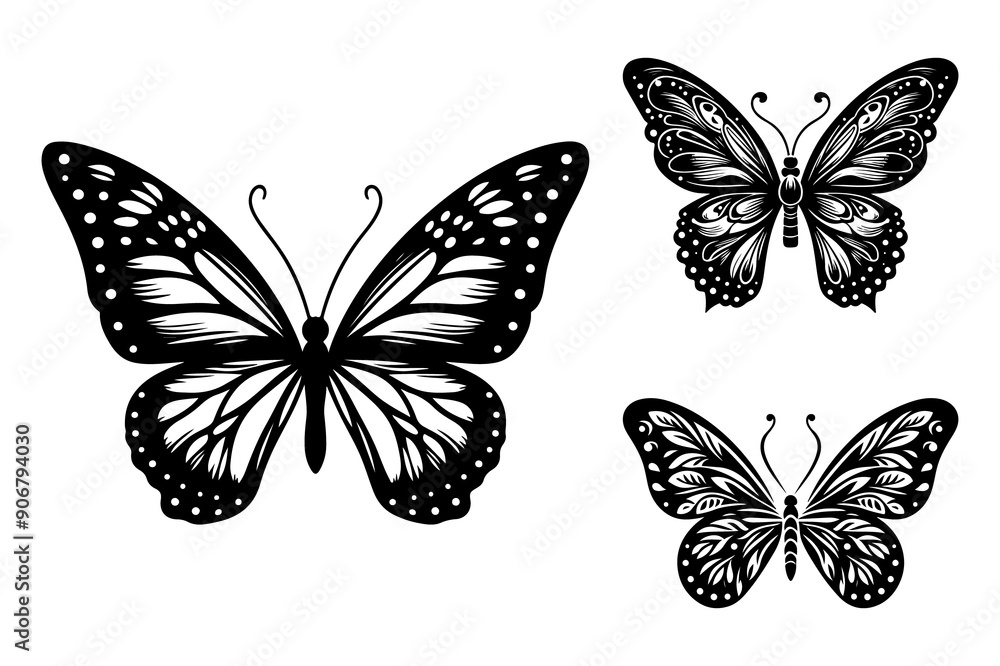 Butterfly silhouette vector illustration - Generative AI Butterfly silhouette vector illustration - Generative AI