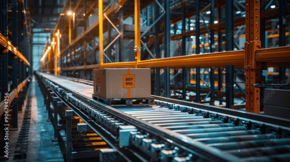 Conveyor Belt System in a Modern Warehouse Conveyor Belt System in a Modern Warehouse