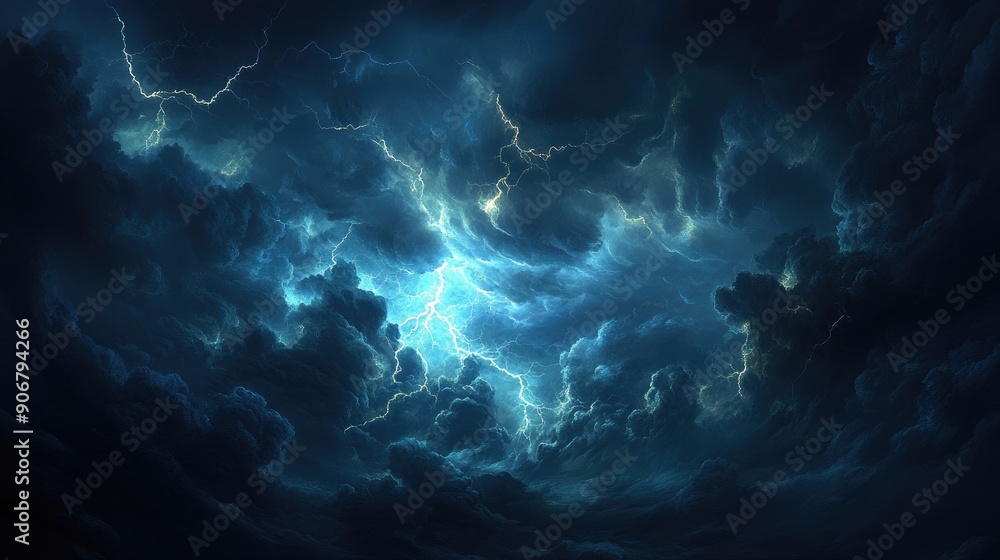 Intense night storm with lightning and dark clouds, showcasing the power of natural forces. Intense night storm with lightning and dark clouds, showcasing the power of natural forces.
