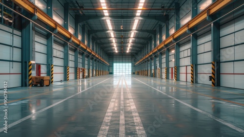 Industrial Warehouse Interior with Large Doors