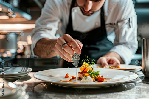 Fototapeta Naklejka Na Ścianę i Meble -  Gourmet cuisine by Michelin chefs in an epicurean fine dining journey