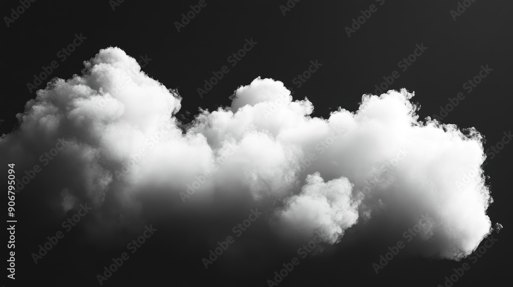 Isolated white cloud on a black background, creating a striking contrast for abstract designs or fog effects. Isolated white cloud on a black background, creating a striking contrast for abstract designs or fog effects.
