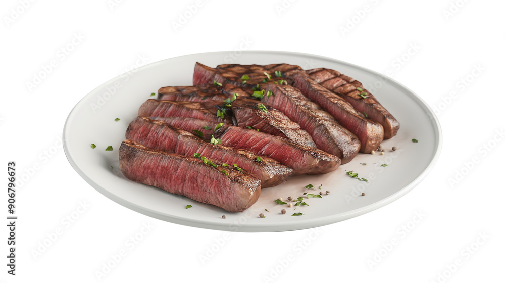 A plate of meat with a white plate isolated on a transparent background A plate of meat with a white plate isolated on a transparent background