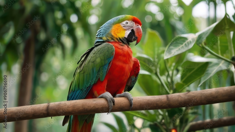 Beautiful Green parrot reading a book in a cage Beautiful Green parrot reading a book in a cage